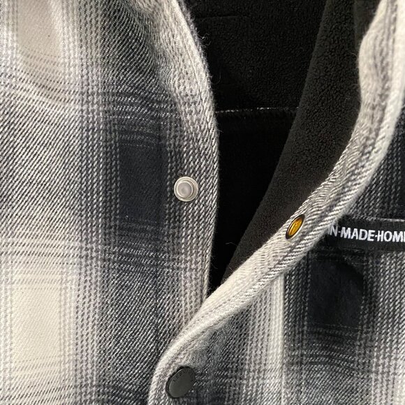 Y2K Original Fashion heavy/thick black grey white plaid girls fleece long sleeve - Picture 5 of 8